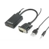 CABLU video GEMBIRD, adaptor VGA (T) + Jack 3.5mm (T) la HDMI (M), 15cm,  negru,  A-VGA-HDMI-01