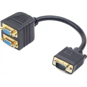 CABLU video GEMBIRD, splitter VGA (T) la 2 x VGA (M), 20cm, negru, &quot;CC-VGAX2-20CM&quot;