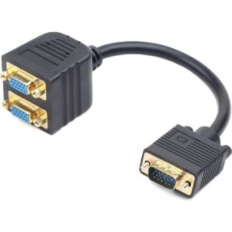 CABLU video GEMBIRD, splitter VGA (T) la 2 x VGA (M), 20cm, negru, &quot;CC-VGAX2-20CM&quot;