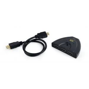 CABLU video GEMBIRD, switch 3 x HDMI (M) la HDMI (T), 0.5m, rezolutie maxima 4K UHD (3840 x 2160) la 60 Hz, conecteaza 3 dispozitive la 1 TV, indicator LED, negru, &quot;DSW-HDMI-35&quot;