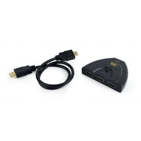 CABLU video GEMBIRD, switch 3 x HDMI (M) la HDMI (T), 0.5m, rezolutie maxima 4K UHD (3840 x 2160) la 60 Hz, conecteaza 3 dispozitive la 1 TV, indicator LED, negru, &quot;DSW-HDMI-35&quot;