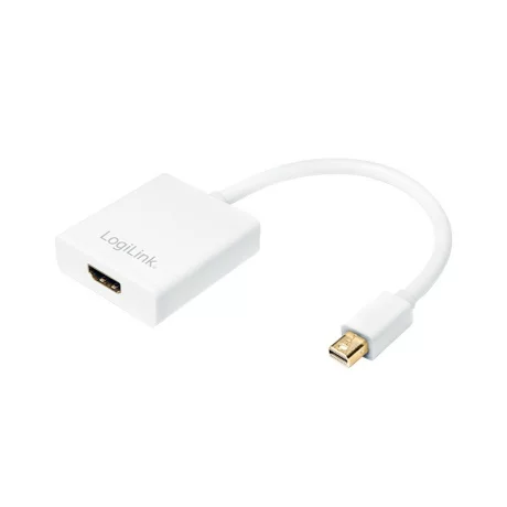 CABLU video LOGILINK, adaptor Mini-DisplayPort (T) la HDMI (M), 15cm, rezolutie maxima 4K UHD (3840 x 2160) la 30 Hz, alb, &quot;CV0036B&quot;