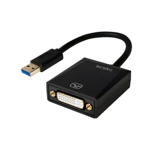 CABLU video LOGILINK, adaptor USB 3.0 (T) la DVI-I DL (M), 10cm, rezolutie maxima Full HD (1920 x 1080) la 60 Hz, negru, &quot;UA0232&quot;