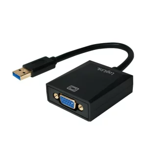 CABLU video LOGILINK, adaptor USB 3.0 (T) la VGA (M), 10cm, rezolutie maxima Full HD (1920 x 1080) la 60 Hz, negru, &quot;UA0231&quot;