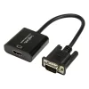 CABLU video LOGILINK, adaptor VGA (T) + Jack 3.5mm (T) la HDMI (M), 15cm, rezolutie maxima Full HD (1920 x 1080) la 60Hz, conecteaza placa video cu VGA la monitor HDMI, cablu power USB, negru, &quot;CV0060&quot;