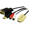 CABLU video LOGILINK, splitter HDMI (T) la VGA (T) + 2 x RCA (T) + USB 2.0, 2m, rezolutie maxima 720p, negru, &quot;CV0052A&quot;
