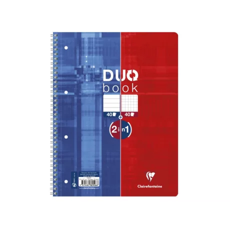 Caiet A4+ Duo, reversibil, cu spirală, 80 file, Clairefontaine