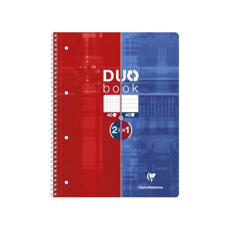 Caiet A4+ Duo, reversibil, cu spirală, 80 file, Clairefontaine