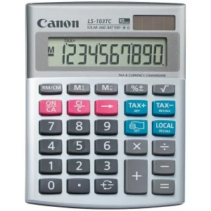 Calculator de birou CANON, LS103TC, ecran 10 digiti, alimentare solara si baterie, display LCD