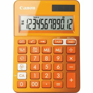Calculator de birou CANON, LS-123K OR, ecran 12 digiti, alimentare solara si baterie, display LCD, functie business, tax si conversie moneda, portocaliu, include TV 0.1 lei ,&quot;BE9490B004AA&quot;