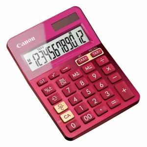 Calculator de birou CANON, LS-123K PK, ecran 12 digiti, alimentare solara si baterie, display LCD, functie business, tax si conversie moneda, roz, include TV 0.1 lei ,&quot;BE9490B003AA&quot;