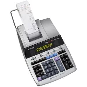 Calculator de birou CANON, MP-1411LTSC, ecran 14 digiti, Ribon, functie business, tax si conversie moneda, gri, include TV 0.1 lei ,&quot;BE2497B001AA&quot;