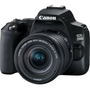 Camera foto CANON DSLR EOS 250D + 18-55 IS STM kit, Black, 24.1MP, Dual Pixel CMOS, LCD 3&quot; rabatabil, DIGIC 8, ISO Auto (100-25600), filmare 4K 25 fps, Full HD 50fps, HDMI mini,WI-FI, Bluetooth, acumulator Li-ion LP-E17, negru &quot;3454C007AA&quot;