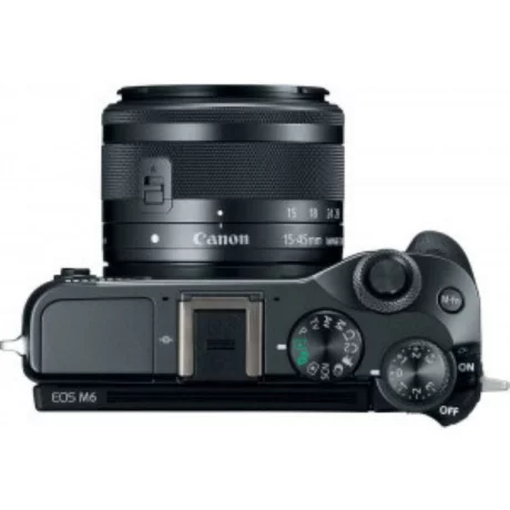 Camera foto CANON EOS M6 EF-M 15-45mm, 24.2Mpx, obiectiv EF-M 15- 45mm f / 3.5-6.3 IS STM, stabilizator imagine, autofocus cu 49 puncte de focalizare, ISO 100-25600, video FullHD, HDMI, WI- FI, negru &quot;AJ1724C012AA&quot;