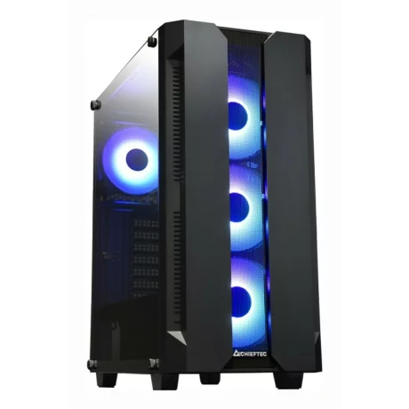 CARCASA CHIEFTEC, Middle Tower, ATX, &quot;HUNTER&quot;, fara sursa, sticla securizata, 4 x fan, USB 2.0 x 1, USB 3.0 x 2, Jack 3.5mm x 2, mesh, fan controller (inclusiv RGB), telecomanda, &quot;GS-01B-OP&quot;