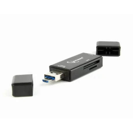 CARD READER extern GEMBIRD, 3 in 1, interfata USB 2.0, USB Type C, Micro-USB, citeste/scrie: SD, micro SD; adaptor USB Type C la USB sau Micro-USB; plastic, negru, &quot;UHB-CR3IN1-01&quot;