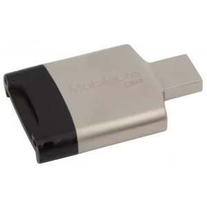 CARD READER extern KINGSTON, interfata USB 3.0, citeste/scrie: SD, micro SD; metalic, argintiu &amp;amp;amp; negru, &quot;FCR-MLG4&quot;