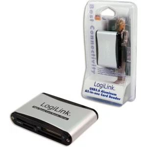 CARD READER extern LOGILINK, interfata USB 2.0, citeste/scrie: SD, micro SD, MMC, MS; aluminiu, argintiu &amp;amp; negru, &quot;CR0001B&quot;