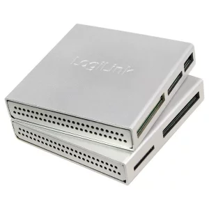 CARD READER extern LOGILINK, interfata USB 2.0, citeste/scrie: SD, micro SD, MMC, MS; aluminu, argintiu, &quot;CR0018&quot;