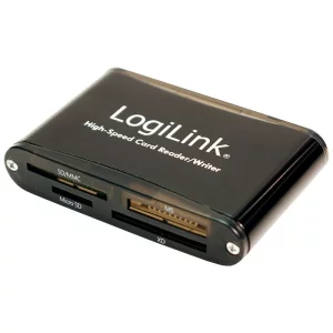 CARD READER extern LOGILINK, interfata USB 2.0, citeste/scrie: SD, micro SD, MMC, MS; plastic, black &quot;CR0013&quot;
