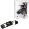 CARD READER extern LOGILINK, interfata USB 2.0, citeste/scrie: SD, MMC, RS-MMC; plastic, negru-transparent &quot;CR0007&quot;
