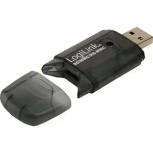 CARD READER extern LOGILINK, interfata USB 2.0, citeste/scrie: SD, MMC, RS-MMC; plastic, negru-transparent &quot;CR0007&quot;