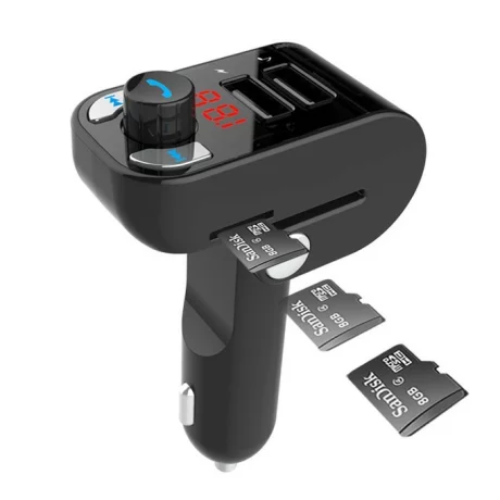 CARKIT 3-in-1 GEMBIRD, Bluetooth 4.2, format MP3, USB x 2, microSD, montare la priza auto, &quot;BTT-02&quot;