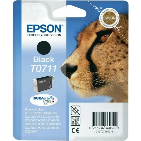 Cartus Cerneala Original Epson Black, T0711, pentru D78|DX4000|4050|5000|5050|6000|6050|7000F, , incl.TV 0.11 RON, &quot;C13T07114011&quot;