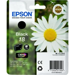 Cartus Cerneala Original Epson Black, T1801, pentru XP102|202|205|30|302|305|402|405, , incl.TV 0.11 RON, &quot;C13T18014010&quot;