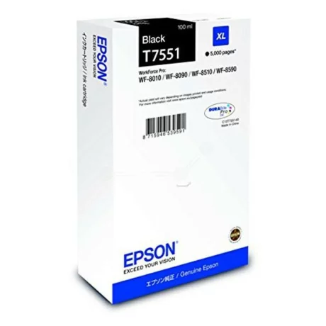 Cartus Cerneala Original Epson Black, T7551, pentru Workforce Pro Wf-8010Dw, , incl.TV 0.11 RON, &quot;C13T755140&quot;