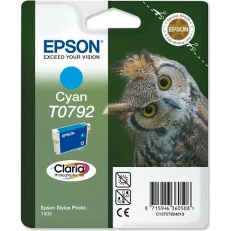 Cartus Cerneala Original Epson Cyan, T0792, pentru Stylus Photo 1400, , incl.TV 0.11 RON, &quot;C13T07924010&quot;