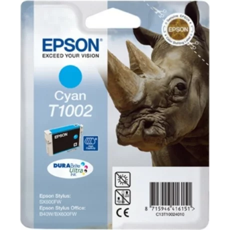 Cartus Cerneala Original Epson Cyan, T1002, pentru B40W|BX600|610FW, , incl.TV 0.11 RON, &quot;C13T10024010&quot;