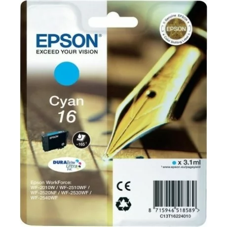 Cartus Cerneala Original Epson Cyan, T1622, pentru WF2540, , incl.TV 0.11 RON, &quot;C13T16224010&quot;