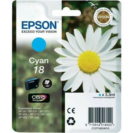 Cartus Cerneala Original Epson Cyan, T1802, pentru XP102|202|205|30|302|305|402|405, , incl.TV 0.11 RON, &quot;C13T18024010&quot;