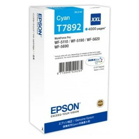 Cartus Cerneala Original Epson Cyan, T789240, pentru WORKFORCE PRO WF-5110|5190|5620|5690, , incl.TV 0.11 RON, &quot;C13T789240&quot;