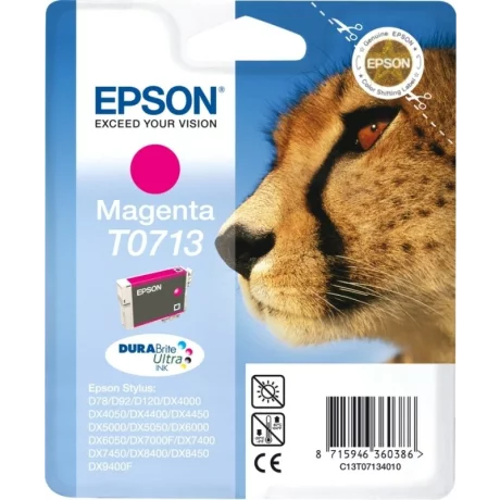 Cartus Cerneala Original Epson Magenta, T0713, pentru Stylus D78|DX4000|4050|5000|5050|6000|6050|7000F, , incl.TV 0.11 RON, &quot;C13T07134011&quot;