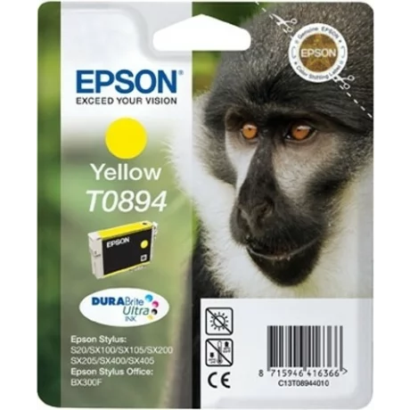 Cartus Cerneala Original Epson Yellow, T0894, pentru Stylus S20|SX100|SX105|SX200|SX205|SX400|SX405 Stylus Office BX300F, , incl.TV 0.11 RON, &quot;C13T08944011&quot;