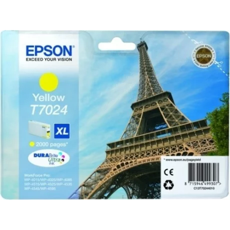 Cartus Cerneala Original Epson Yellow, T7024, pentru WP4000|4500, , incl.TV 0.11 RON, &quot;C13T70244010&quot;