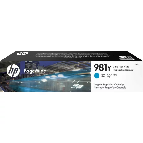 Cartus Cerneala Original HP Cyan, nr.981Y, pentru PageWide  E58650|556|586, 20K, incl.TV 0.11 RON, &quot;L0R13A&quot;