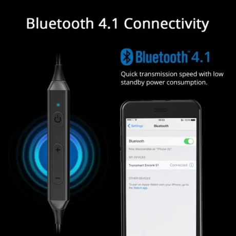 CASTI Tronsmart, &quot;Encore S1 Sports&quot;, wireless, intraauriculare cu fir de legatura, pt smartphone, microfon pe fir, conectare prin Bluetooth 4.1, negru, &quot;S1&quot;, (include TV 0.15 lei)
