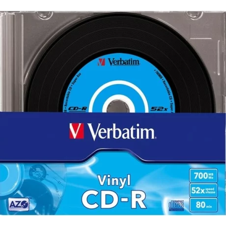 CD-R VERBATIM  700MB, 80min, viteza 52x,  10 buc, carcasa, AZO Data Vinyl 43426