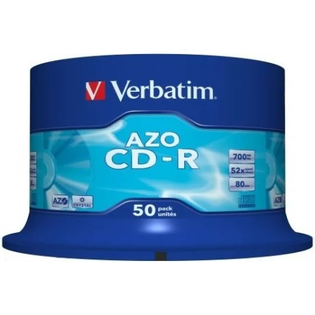 CD-R VERBATIM  700MB, 80min, viteza 52x,  50 buc, spindle, &quot;AZO Crystal &quot; &quot;43343&quot;