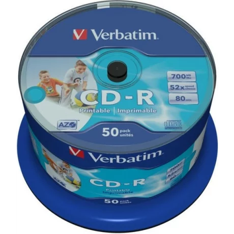 CD-R VERBATIM  700MB, 80min, viteza 52x,  50 buc, spindle, printabil, &quot;AZO Wide Inkjet Printable&quot; &quot;43438&quot;