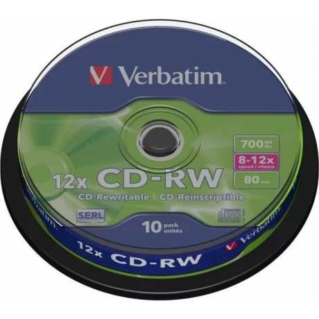 CD-RW VERBATIM  700MB, 80min, viteza 8-12x,  10 buc, spindle, &quot;43480&quot;