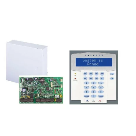 CENTRALA alarma PARADOX EVO 192; 8 intrari de zona pe placa (16 cu ATZ), extensibila la 192 zone via BUS cu 4 fire; PGM: 250 (5 iesiri PGM pe placa), declansare +/-; 254 module extensie; 999 coduri utilizator; 8 partitii &quot;EVO192+K641LX+CUT&quot;