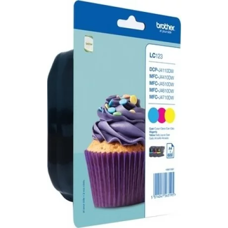 Combo-Pack Original Brother CMY, LC123RBWBP, pentru DCP-J4110| MFC-J4410|J4510|J4610|J4710|J6520|J6920, 3x600, incl.TV 0.11 RON, &quot;LC123RBWBP&quot;