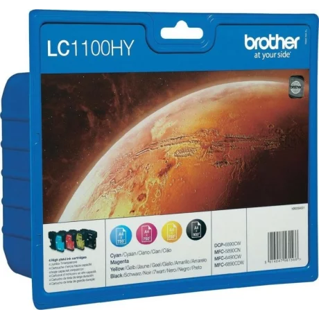 Combo-Pack  Original Brother CMYK, LC1100HYVALBP, pentru DCP-385|395|585|6690|J715|MFC-490|5490|5895|6490|6890|790| , 1 x 4503x325, incl.TV 0.11 RON, &quot;LC1100HYVALBP&quot;