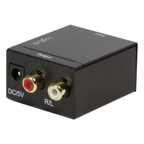 CONVERTOR audio LOGILINK, intrare: 1 x Toslink, 1 x Coaxial, iesire: 2 x RCA,  24-bit, 96KHz, alimentator extern 5V / 1A, black, &quot;CA0100&quot;