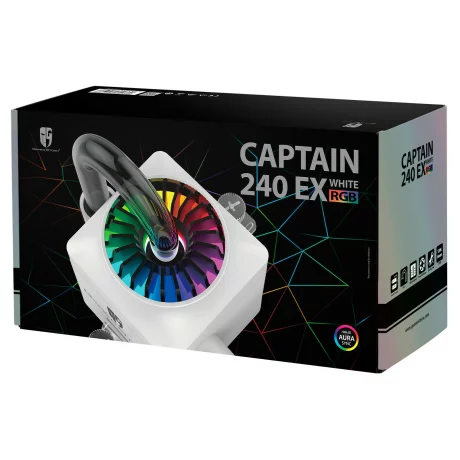 COOLER  DEEPCOOL, skt. universal, racire cu lichid, vent. 120 mm x 2, 1800 rpm, LED RGB ,&quot;CAPTAIN 240 EX RGB WHITE&quot;