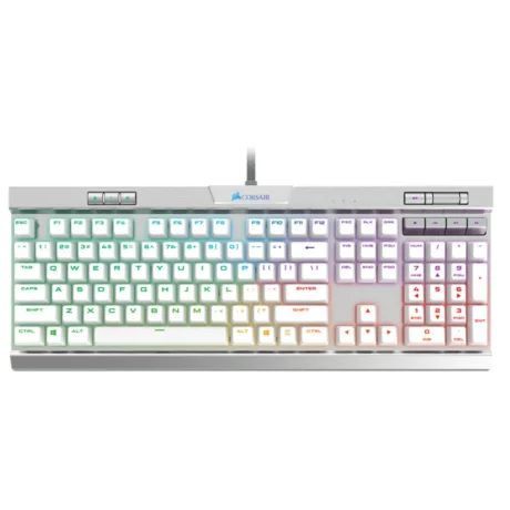 TASTATURA CORSAIR - gaming cu fir, 104 taste, format standard , mecanica, switch Cherry MX Speed, USB, alb, &quot;CH-9109114-NA&quot; (include TV 0.75 lei)